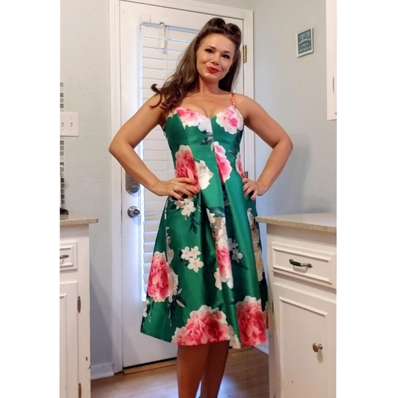 eliza j green floral dress